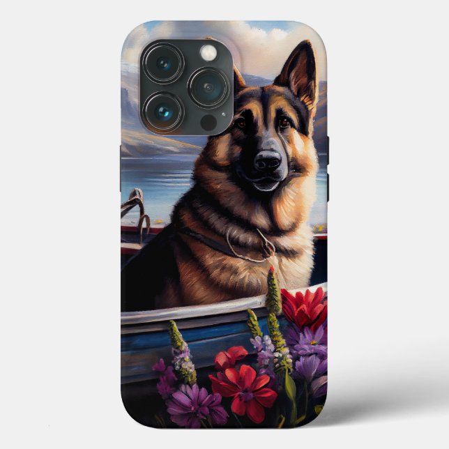 German Shepherd on a Paddle: Ein Landschaftliches  Case-Mate iPhone Hülle (Rückseite)