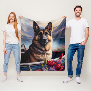 German Shepherd on a Paddle: Ein Landschaftliches Fleecedecke