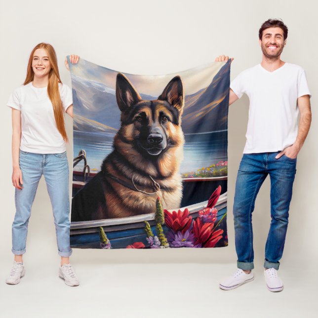 German Shepherd on a Paddle: Ein Landschaftliches  Fleecedecke (Beispiel)