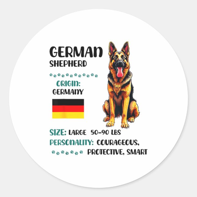 German Shepherd Origin Funny German Shepherd Lover Runder Aufkleber (Vorderseite)