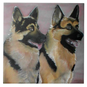 German Shepherd Pair Tile Fliese
