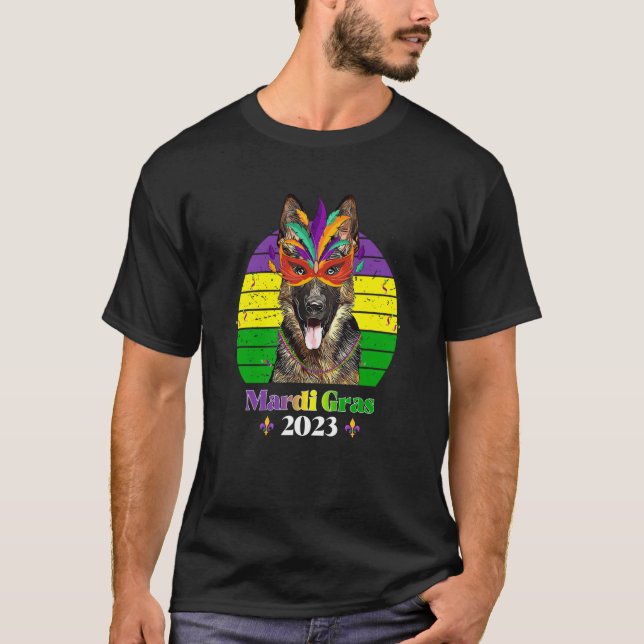 German Shepherd Party Dog Mardi Gras 2023 T-Shirt (Vorderseite)