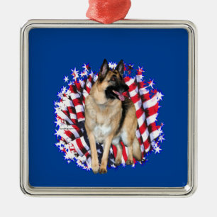 German Shepherd Patriot Ornament Aus Metall
