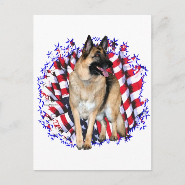 German Shepherd Patriot Postkarte (Vorderseite)