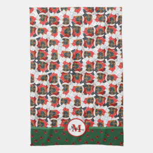German Shepherd Pattern Monogram Christmas Dog Geschirrtuch