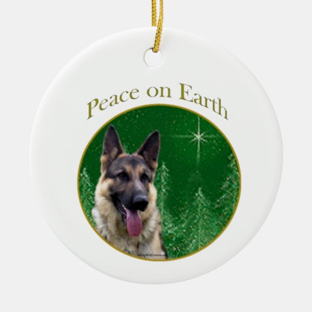 German Shepherd Peace Keramik Ornament (Vorne)