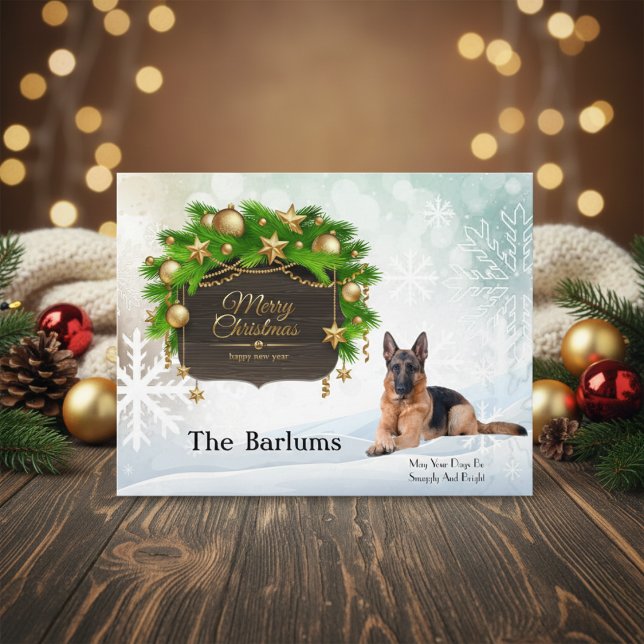 German Shepherd Personalisiert Weihnachtsgrüße Feiertagspostkarte (German Shepherd Personalized Christmas Greeting Holiday Postcard)