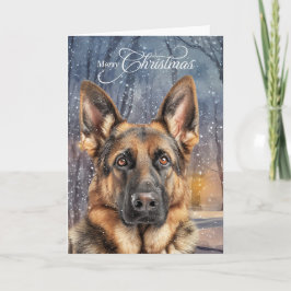 German Shepherd Pine Winter Forest Christmas Feiertagskarte