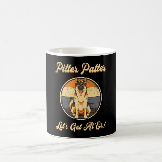 German Shepherd Pitter Patter Dog Lover Vintag Kaffeetasse (Mittel)