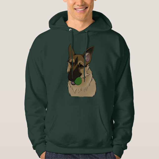 German Shepherd Play Time with Ball Hoodie (Vorderseite)