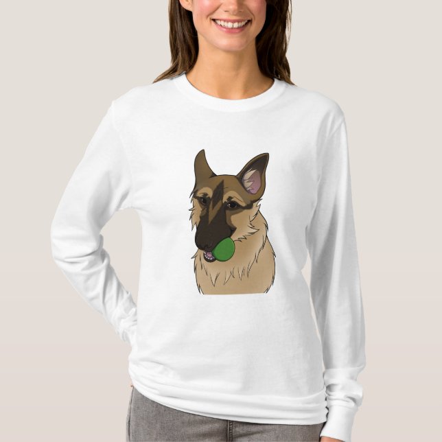 German Shepherd Play Time with Ball T-Shirt (Vorderseite)