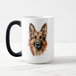 German Shepherd Portrait Black Accent Mug Verwandlungstasse