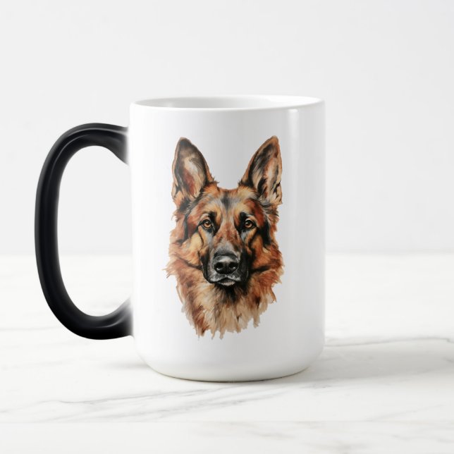 German Shepherd Portrait Black Accent Mug Verwandlungstasse (Links)