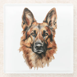German Shepherd Portrait Glass Coaster | Dog Lover Glasuntersetzer