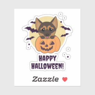 German Shepherd Pumpkin Hunde Happy Halloween Aufkleber