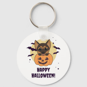 German Shepherd Pumpkin Hunde Happy Halloween Keyc Schlüsselanhänger