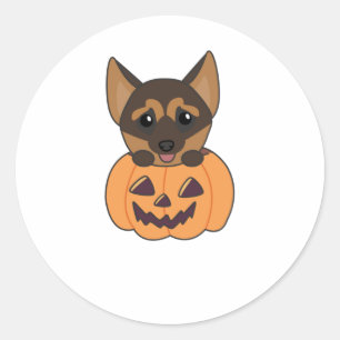 German Shepherd Pumpkin Hunde Happy Halloween Runder Aufkleber