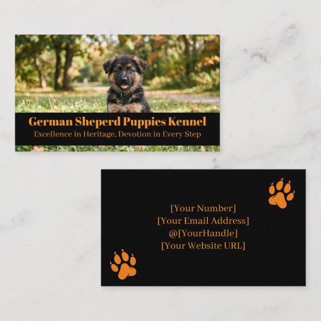 German Shepherd Puppies Kennel Business Card Visitenkarte (Vorne/Hinten)