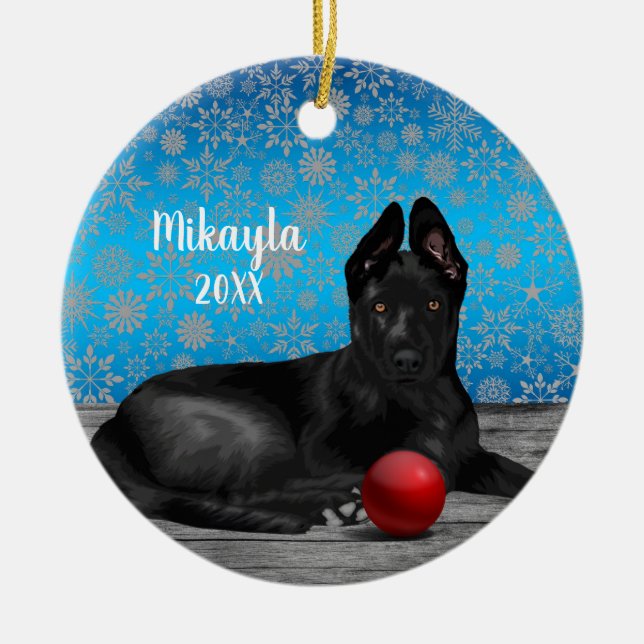  German Shepherd Puppy Christmas   Keramik Ornament (Vorne)