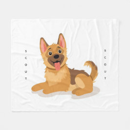 German Shepherd Puppy Cute Illustration Fleecedecke