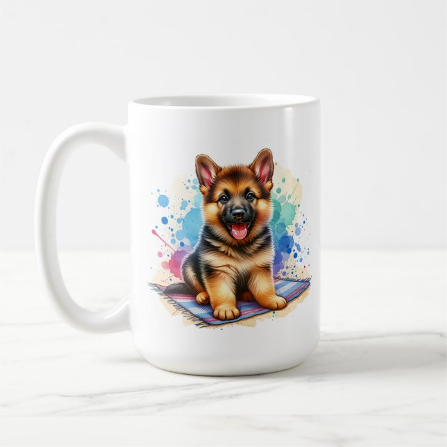 German Shepherd Puppy Personalisiert Kaffeetasse (Links)