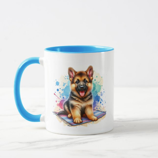 German Shepherd Puppy Personalisiert Tasse (Links)