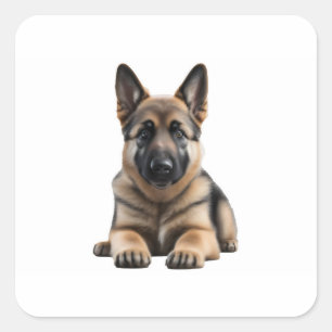 German Shepherd Puppy Quadratischer Aufkleber