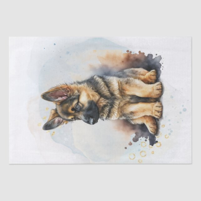German Shepherd Puppy Watercolor Seidenpapier (Vorderseite)