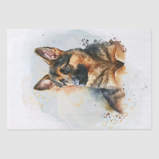 German Shepherd Puppy Watercolor Seidenpapier (Vorderseite)