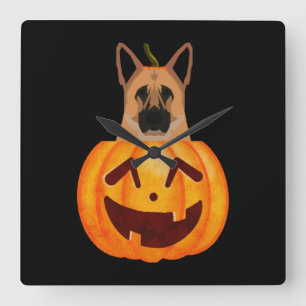 German Shepherd Quadratische Wanduhr