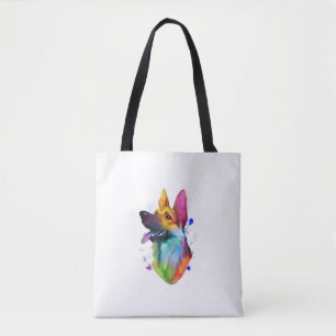 German Shepherd Rainbow Watercolor Paint Spritzer