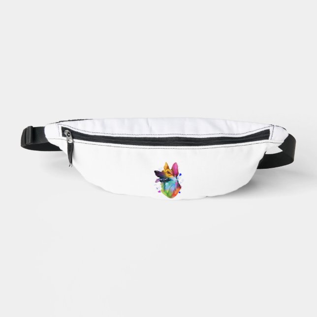 German Shepherd Rainbow Watercolor Paint Spritzer Bauchtasche (Vorderseite)