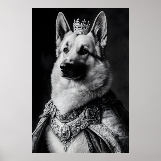 German Shepherd Renaissance Portrait, Funny Dog Poster (Vorne)