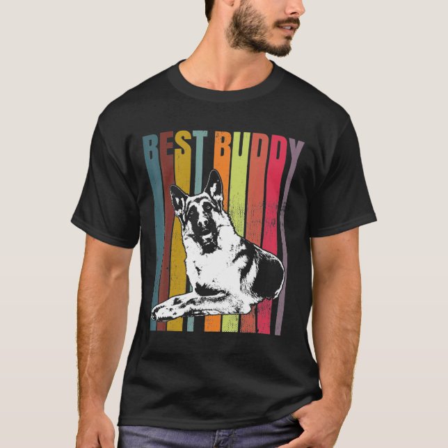 German Shepherd Retro Best Buddy T-Shirt (Vorderseite)