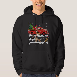 German Shepherd Riding Red Truck Frohe Weihnachten Hoodie