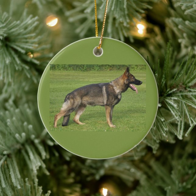 German Shepherd Sable Full Keramik Ornament (Baum)