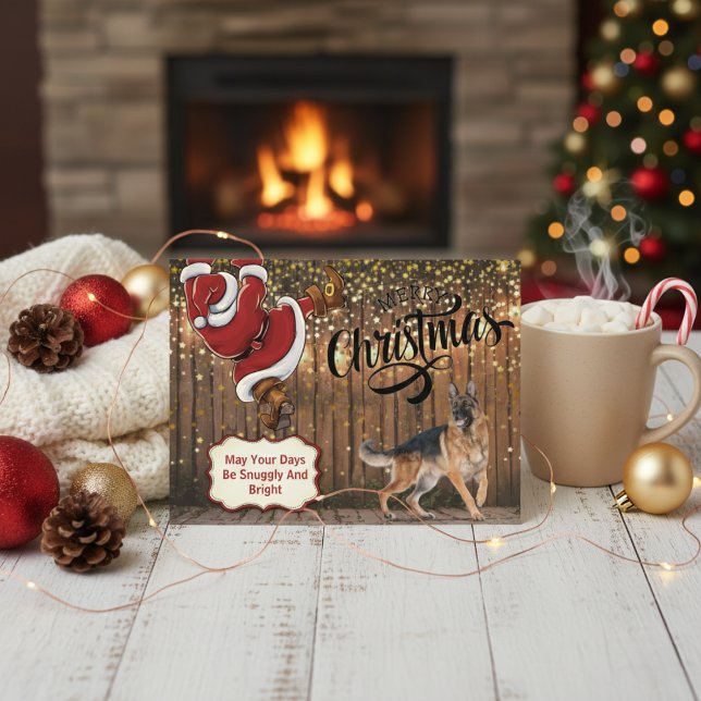 German Shepherd Santa Christmas Postcard Feiertagspostkarte (German Shepherd Santa Christmas Postcard)