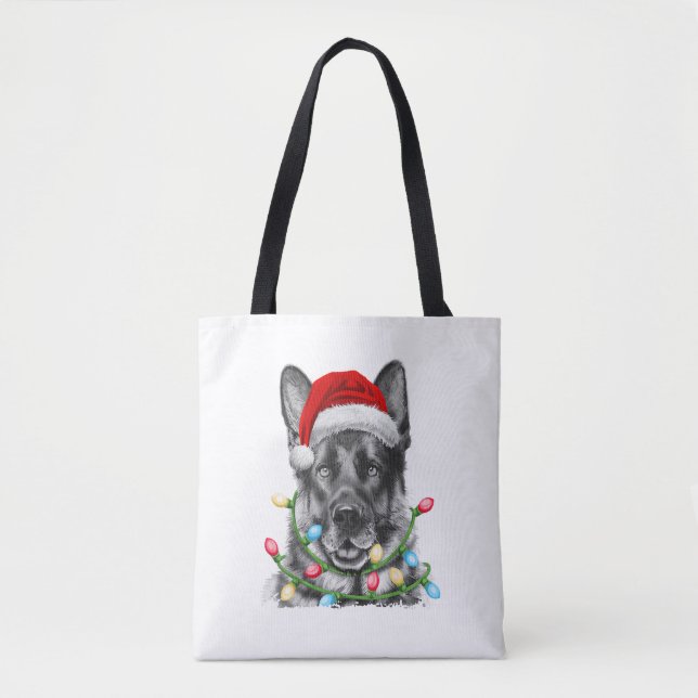 German Shepherd Santa Christmas Tree Lights Xmas B (Vorderseite)