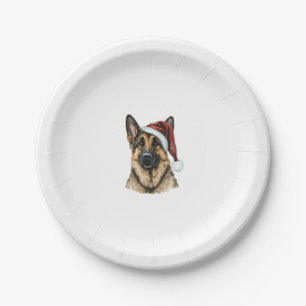 German Shepherd Santa Claus Dog Weihnachten Pappteller
