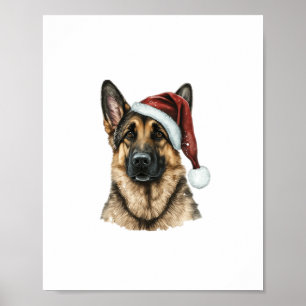 German Shepherd Santa Claus Dog Weihnachten Poster
