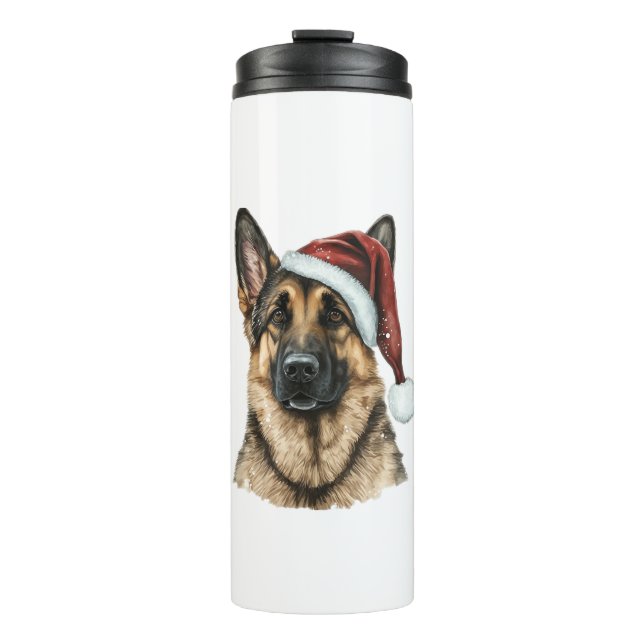 German Shepherd Santa Claus Dog Weihnachten Thermosbecher (Vorderseite)