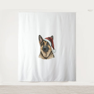 German Shepherd Santa Claus Dog Weihnachten Wandteppich