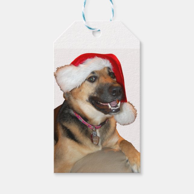 German Shepherd Santa Claus Geschenkanhänger (Vorderseite)