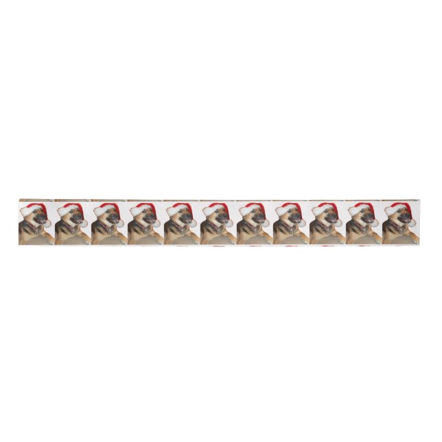 German Shepherd Santa Claus Satinband (Vorderseite)