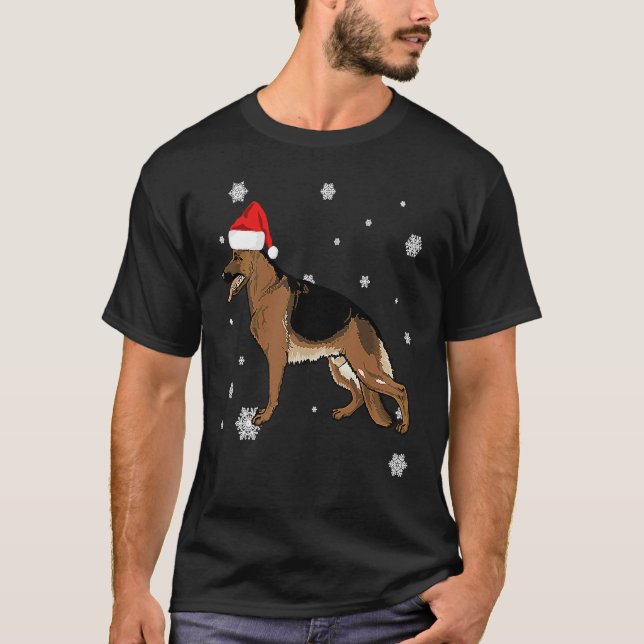German Shepherd Santa Ha Christmas Dog T-Shirt (Vorderseite)