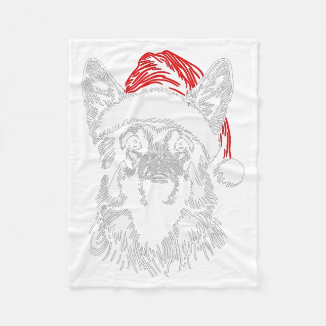 German Shepherd Santa Hat Christmas Xmas Pajama Wo Fleecedecke (Vorderseite)