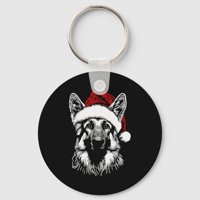 German Shepherd Santa Hat Christmas Xmas Pajama Wo Schlüsselanhänger (Vorderseite)