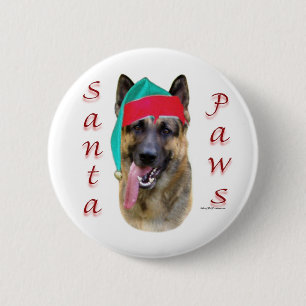 German Shepherd Santa Paws Button