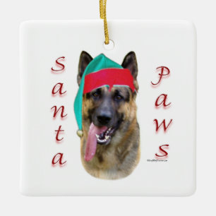 German Shepherd Santa Paws Keramikornament