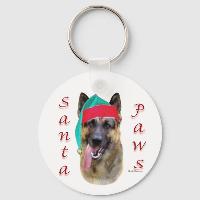 German Shepherd Santa Paws Schlüsselanhänger (Vorderseite)